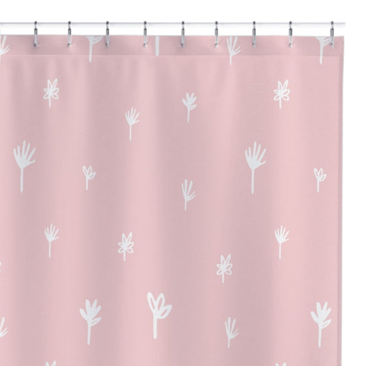Unique Vivid Durable Fabric Shower Curtain - Washable - Pink & White Modern Floral