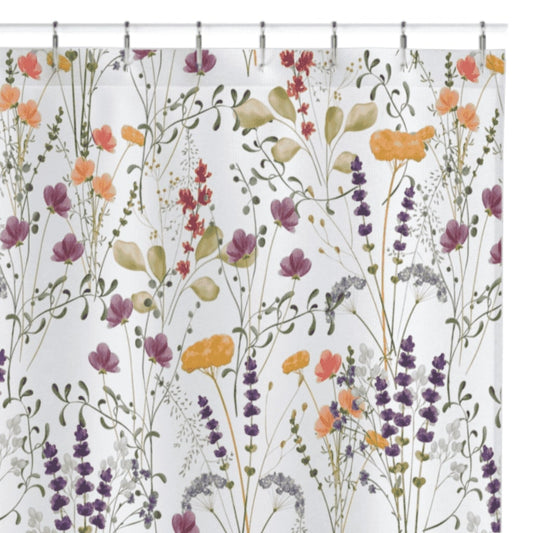*NEW* Washable Water & Mold Resistant Fabric Shower Curtain With Unique Vivid Design  - Wildflowers